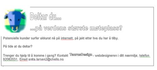 Annonse for TaurusDesign som står for Malerhaugen vel sine internettsider.